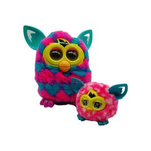 Hasbro Furby Interactive Pink Blue Plush Yellow Tail Tested Work & Mini Furby